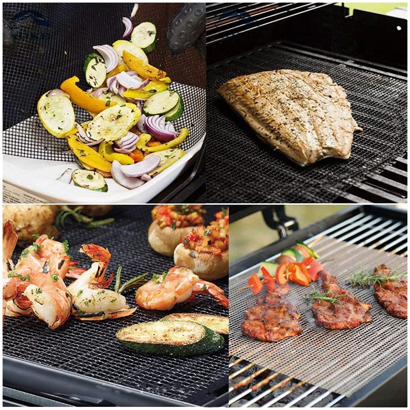 Wholesale Heavy Duty Reusable Easy-Clean Non Stick Eco Friendly Grilling Mate PTFE Grill Mat For Patio