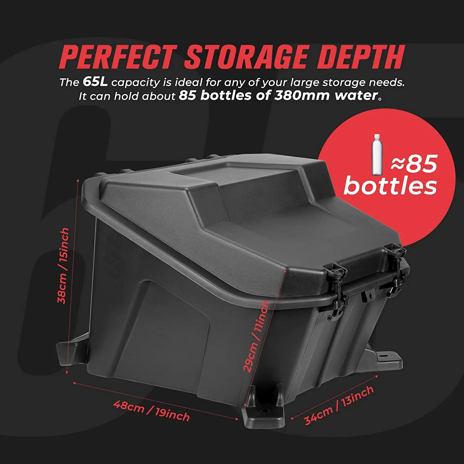 RZR Storage Box, Cargo Tool Box Waterproof Bed Box Compatible with Polaris RZR 900/ XP 1000/ XP 4 1000