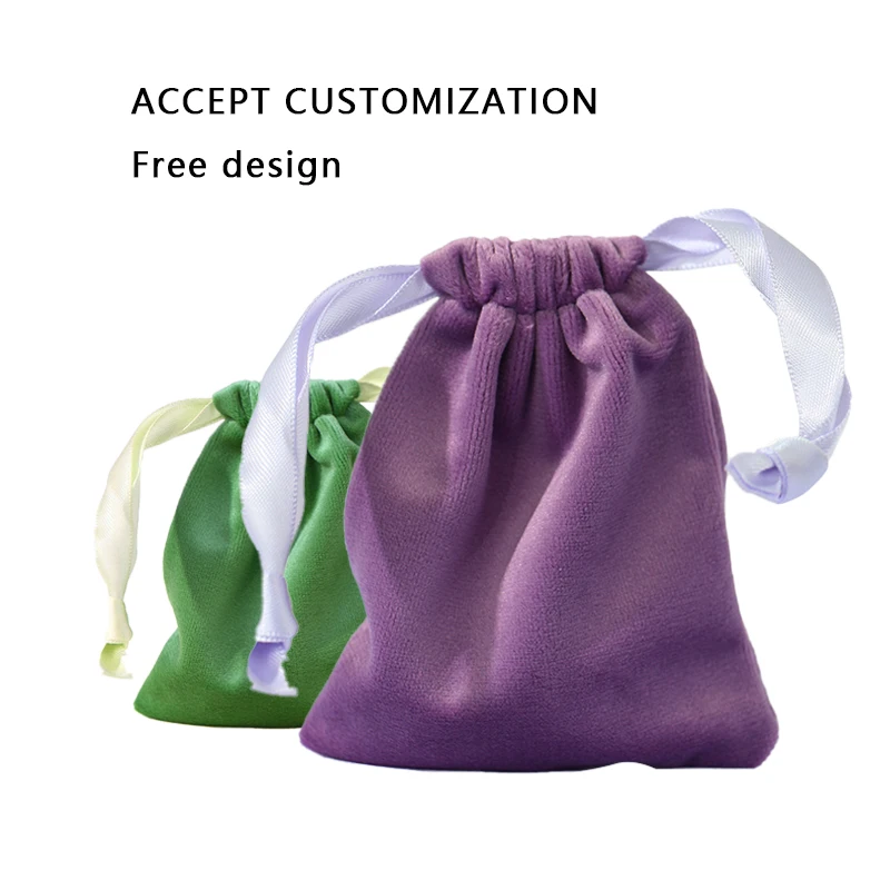FSD Best Selling High Quality custom color size velvet pouch bag package For Protect Jewelry ring pendant bangle with ribbon