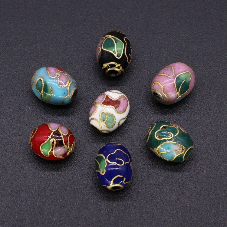 jincan Fine work traditional copper tire wire enamel antique jewelry accessories back cloud bead cloisonne polished beads
