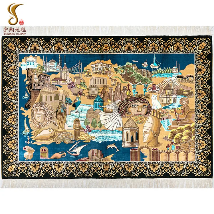 Yuxiang 3*4 5 футов классический золотой Египетский Сфинкс ручной работы Шелковый гобелен для коллекции