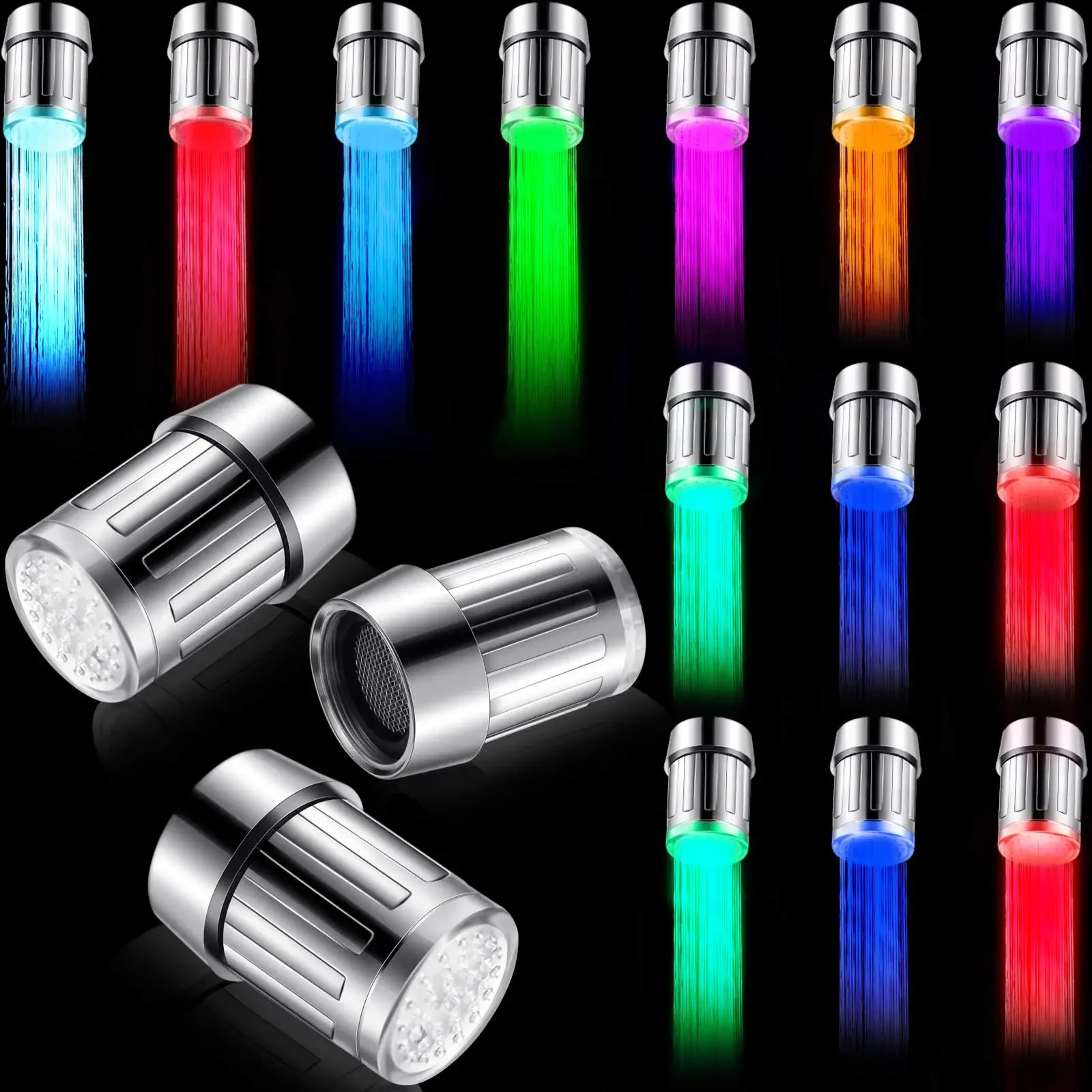 LED Temperature Sensitive 7 Color Light Faucets Kitchen Bathroom Water Saving Aerator Tap Extender Adapter Nozzle Shower Sprayer