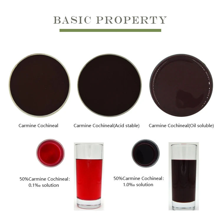 Food colors natrua extract water soluble cochineal carmine red color