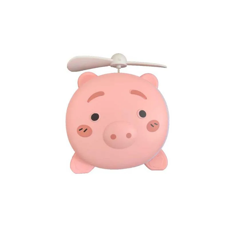 Piggy makeup mirror with light Mini fan can be charged Portable beauty mirror led night light