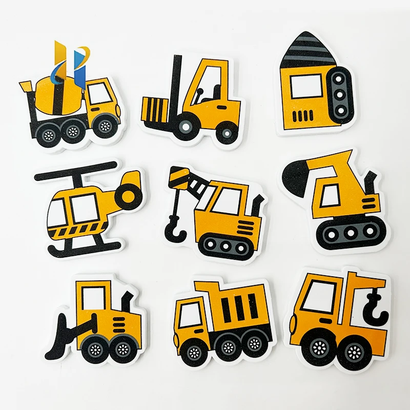 OEM ODM Customizable Pattern Colors Shapes 9 pcs/set Construction Vehicle Series Baby Floating Eva Foam Educational Bath Toy