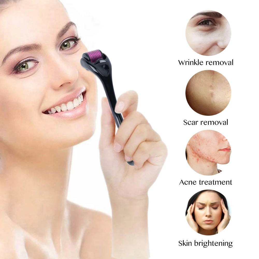 Derma roller oem Source Factory Titanium Micro Needle 540 Pink Dermaroller 0.5 mm 1mm For Beard Hair Skin Growth