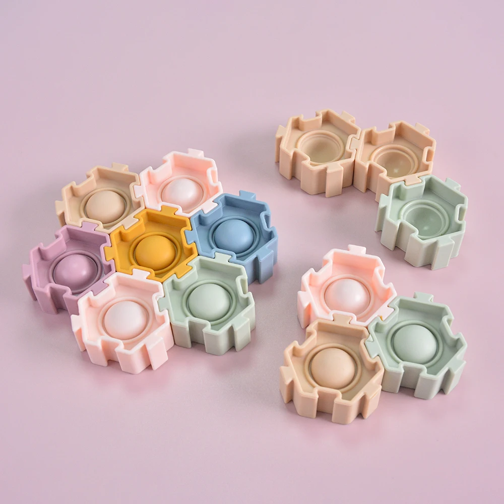 Montessori Material Kids Educational Toys For Baby Soft Silicone Blocks Building Blocks Set For 3D Custom Jigsaw Puzzle