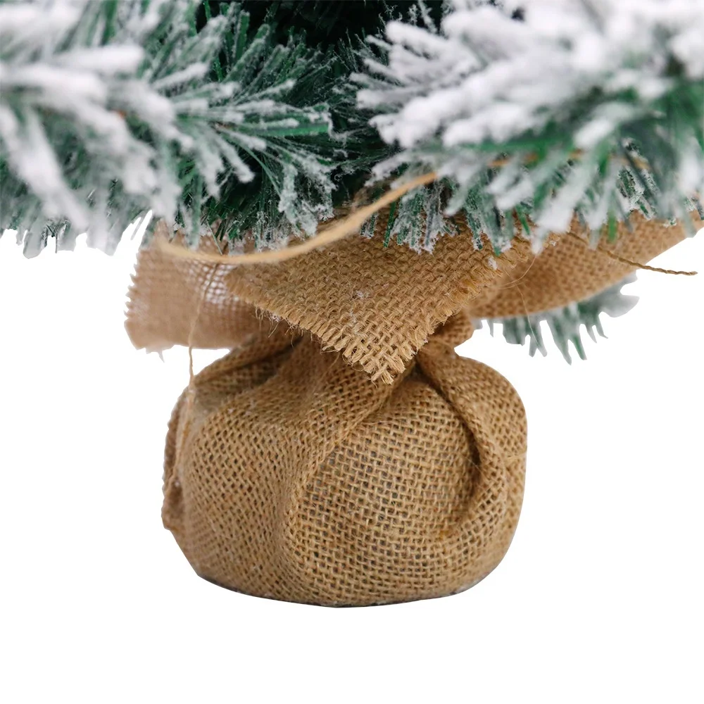 Hot product 60cm wood base snow flocked pvc is small metal desktop christmas tree
