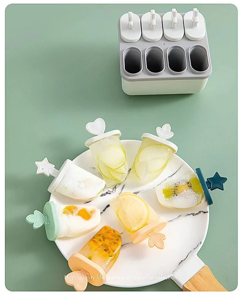 Homesun 6/8 Cell Ice Cream Mold Ice Handmade Dessert Popsicle Mold For Freezer Fruit Ice Cube Maker Reusable Forms