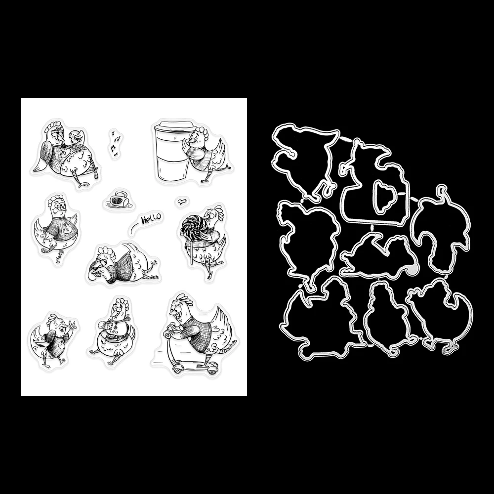 Cartoon Poultry Anime Chicken Shape Diy Die Scrapbook Metal Cut Clear Silicone Stamps