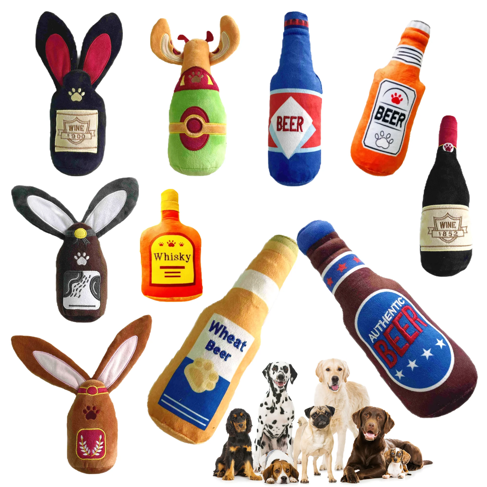 Oktoberfest! Beer Bottle Plush Dog Toy Velvet Material for Chewing
