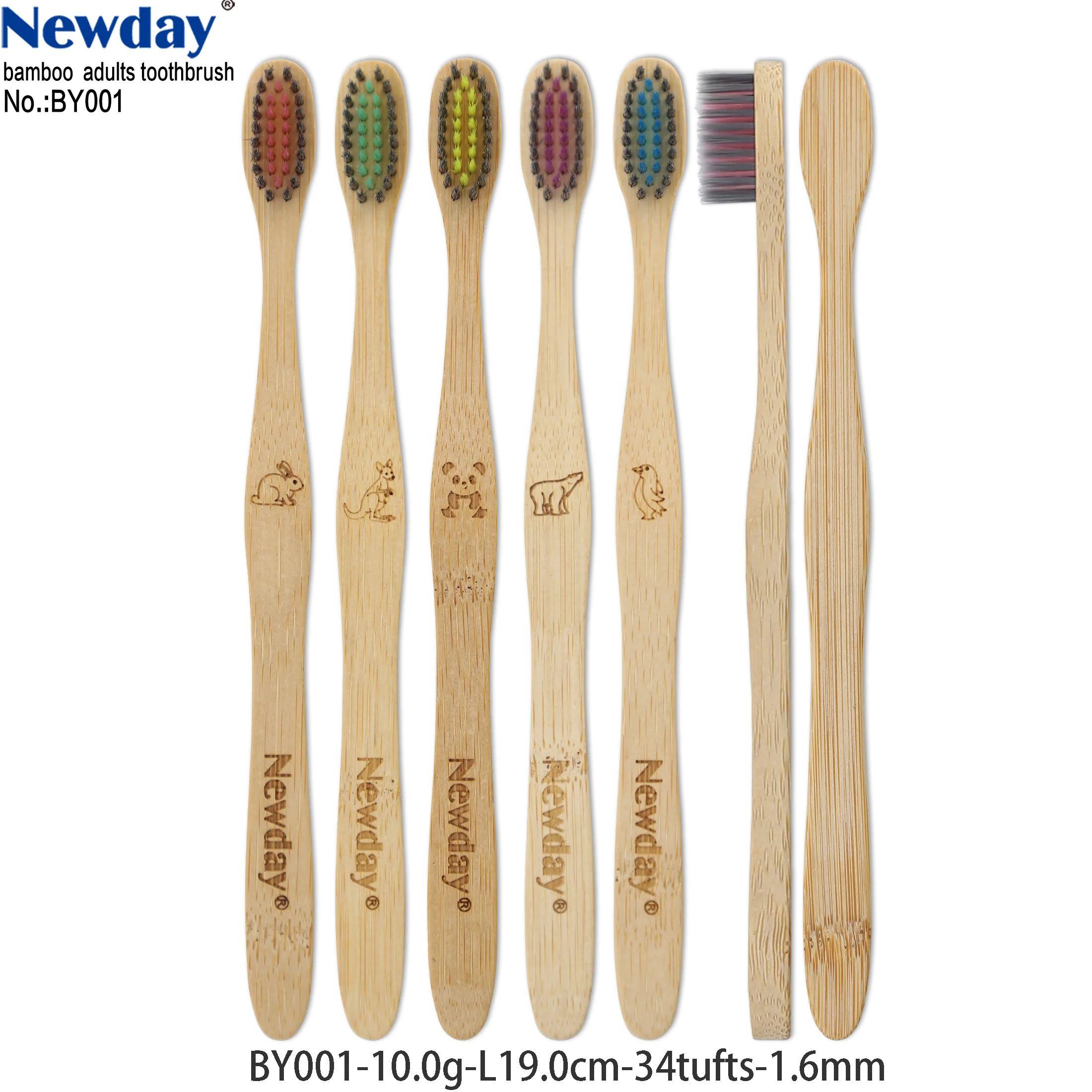 
vegan friendly natural handle biodegradable eco bamboo toothbrush with soft tapered bristles bpa free and zero waste package 