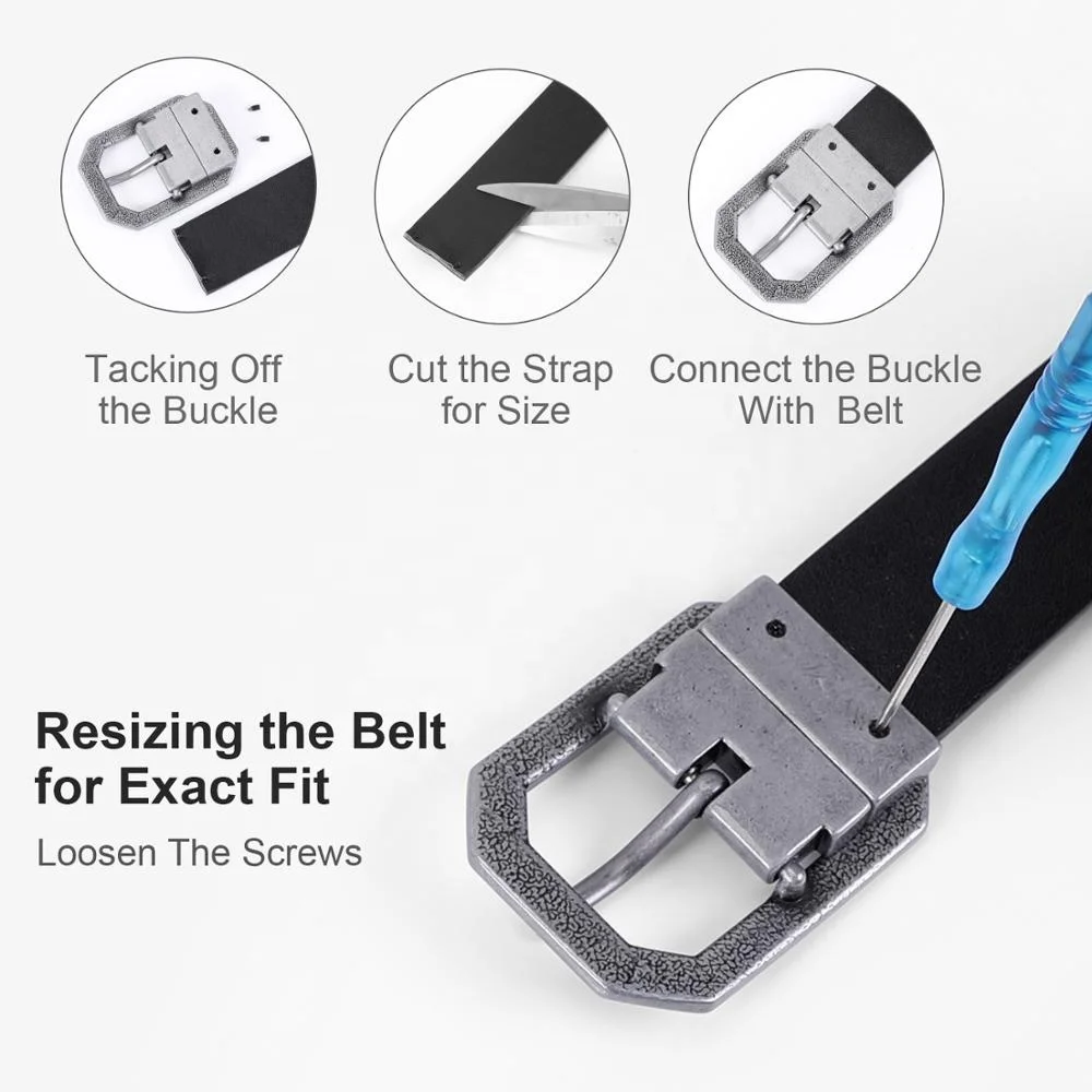 Classical Formal Replacement Black Brown Smooth Pin Buckle Reversible Sizeable Double Sides Leather Belt