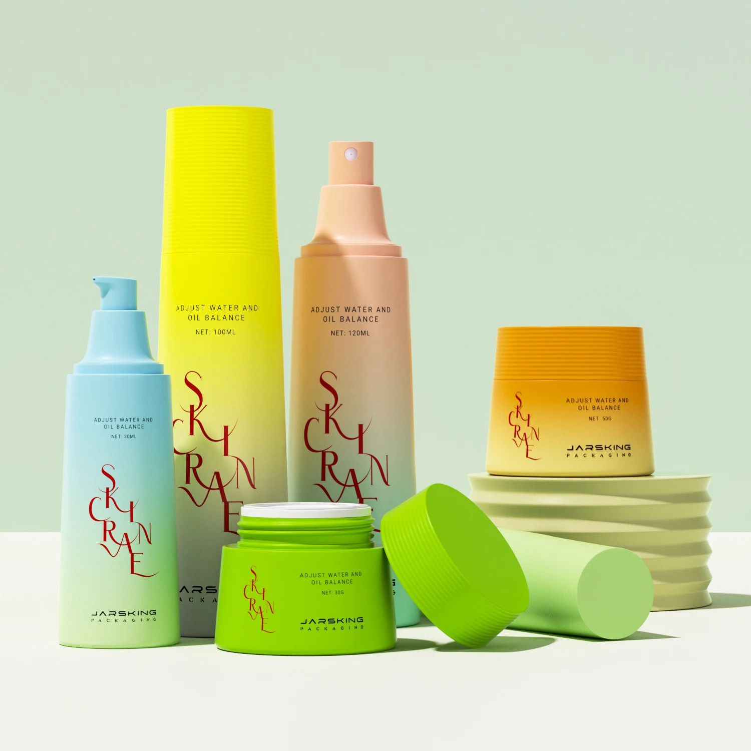 Accept custom logo skin care round plastic 30 50 100 120 ml cream lotion pump bottle skincare packaging and container set