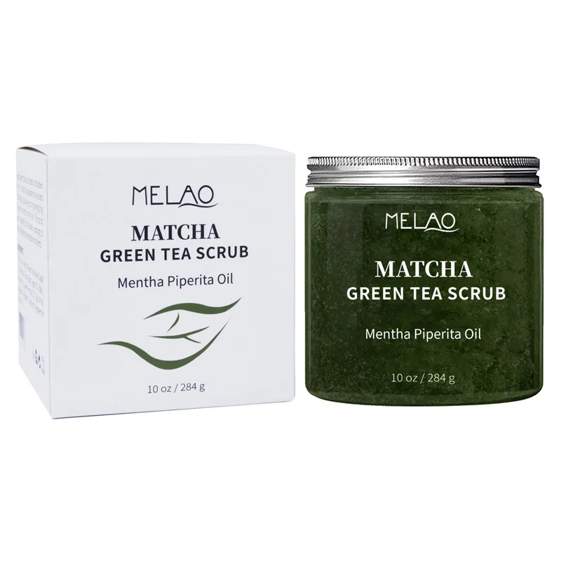 MELAO Organic Skin Nourishing Green Tea Face Body Scrub Cleansing Customize Moisturizer Remover Dead Skin Scrub Private Label