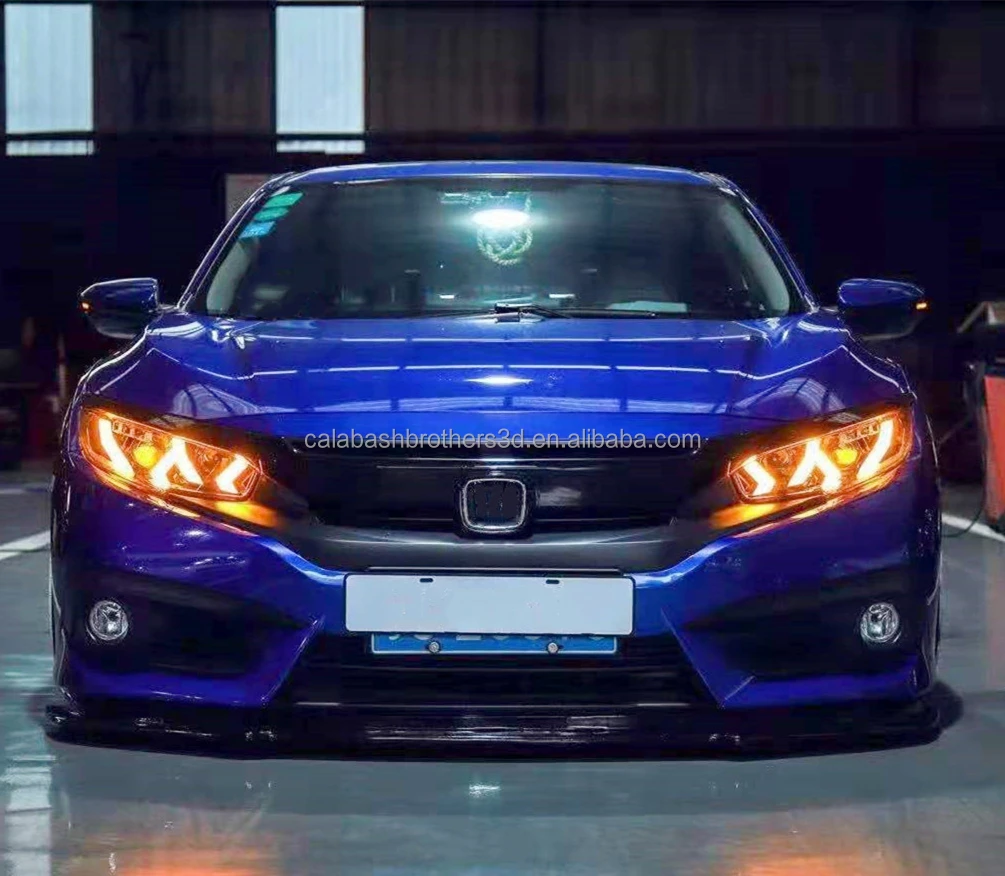 DRL Turn Signal Headlight Assembly For Honda Civic Sedan Hatchback 2016 rbg Dragon Full LED For CIVIC Start a blue Red Headlamp