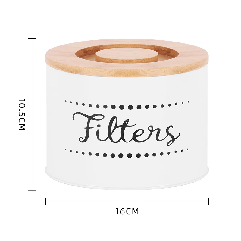 Galvanized Iron Black Coffee Filter Basket Coffee Filters Holder Storage Dispenser for Counter Bar Round Coffee Filter Container