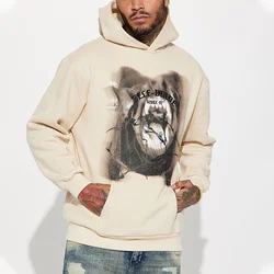 New Arrival Vintage Casual Crew Neck Digital printing Pullover Sweatshirt Hoodie Embroidery Logo Plus Size Hoodies