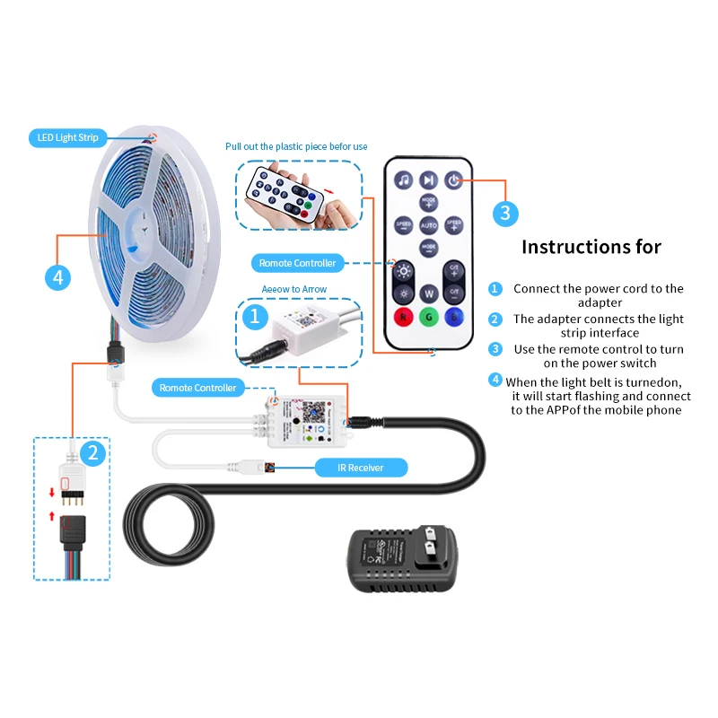 5050 Led Light Smart Music Rgb 10M/32.81Ft 12V Wifi Cuttable Outdoor Led Strip Light