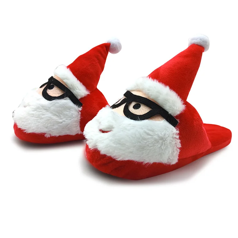 Wholesale 3D cartoon pattern slide slippers plush house winter warm indoor cotton faux fur slippers for women