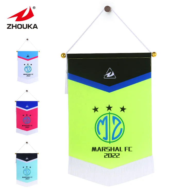High quality custom logo team  mini hanging sports team banner soccer football club pennants flag