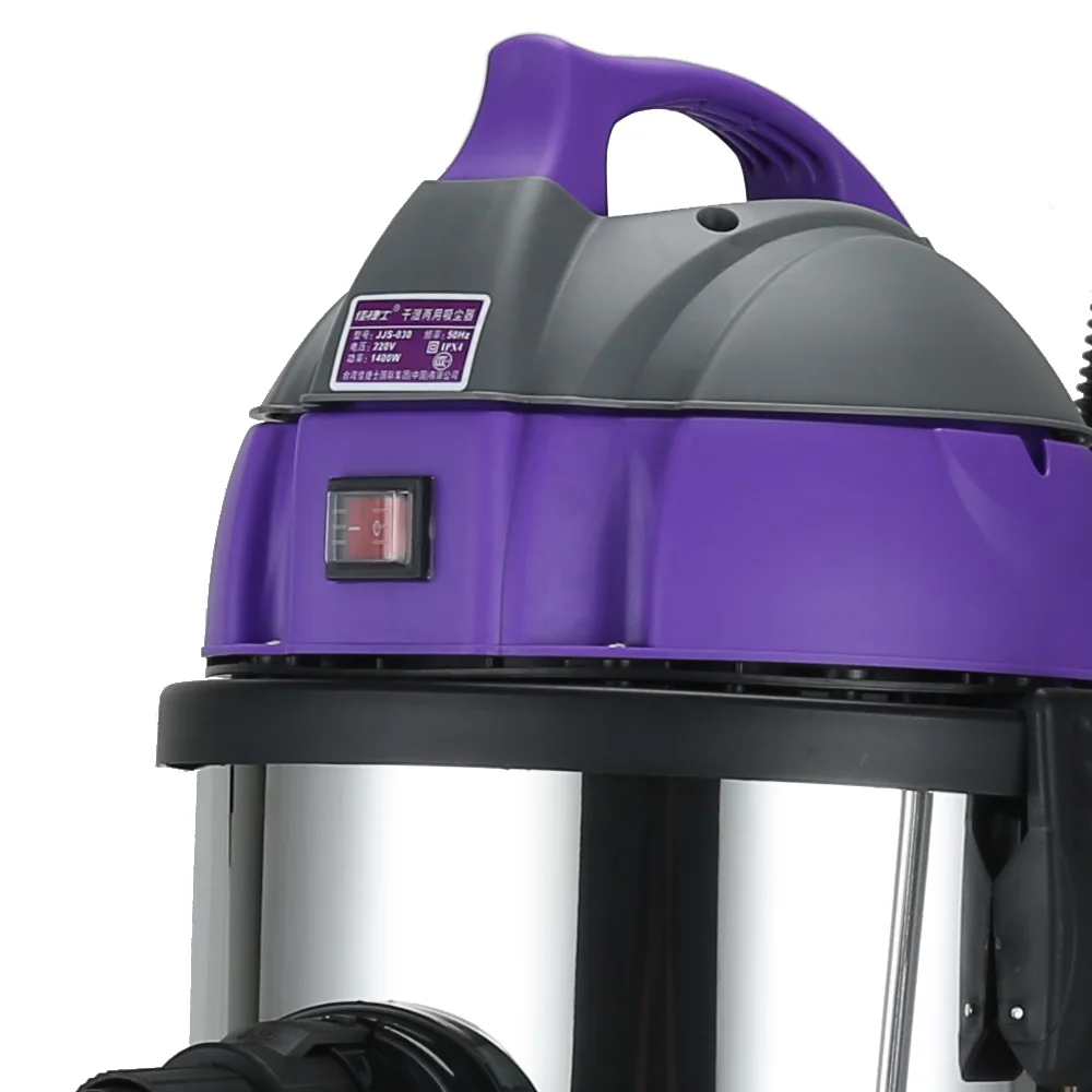 
35 Litre Purple Stainless Steel Canister Vacuum Cleaner With Wet Dry Brushes 