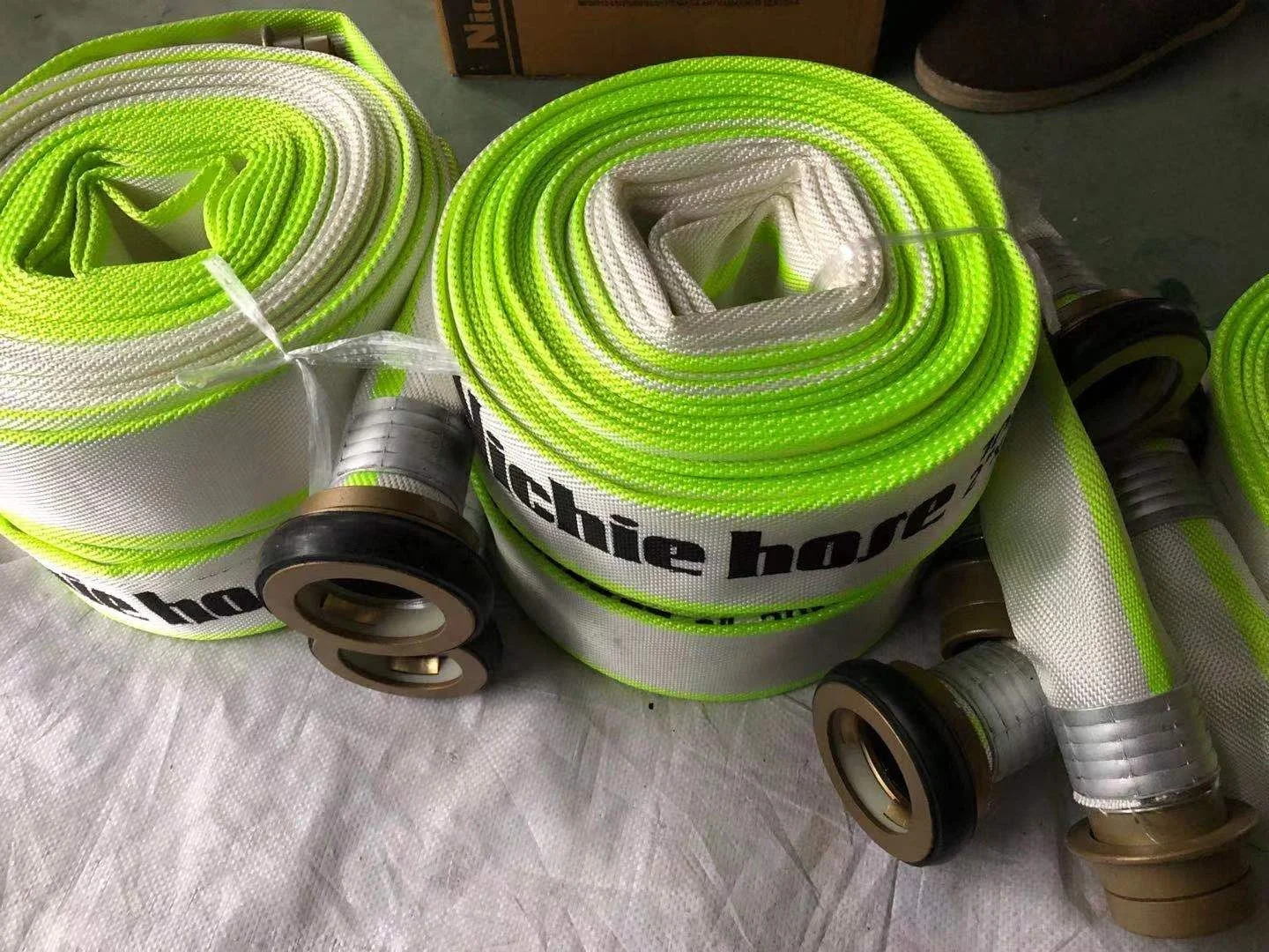 2-Inch 8-Bar White Polyester Fire Hose with Black PVC or PU Lining for Gardening and Firefighting Equipment & Accessories