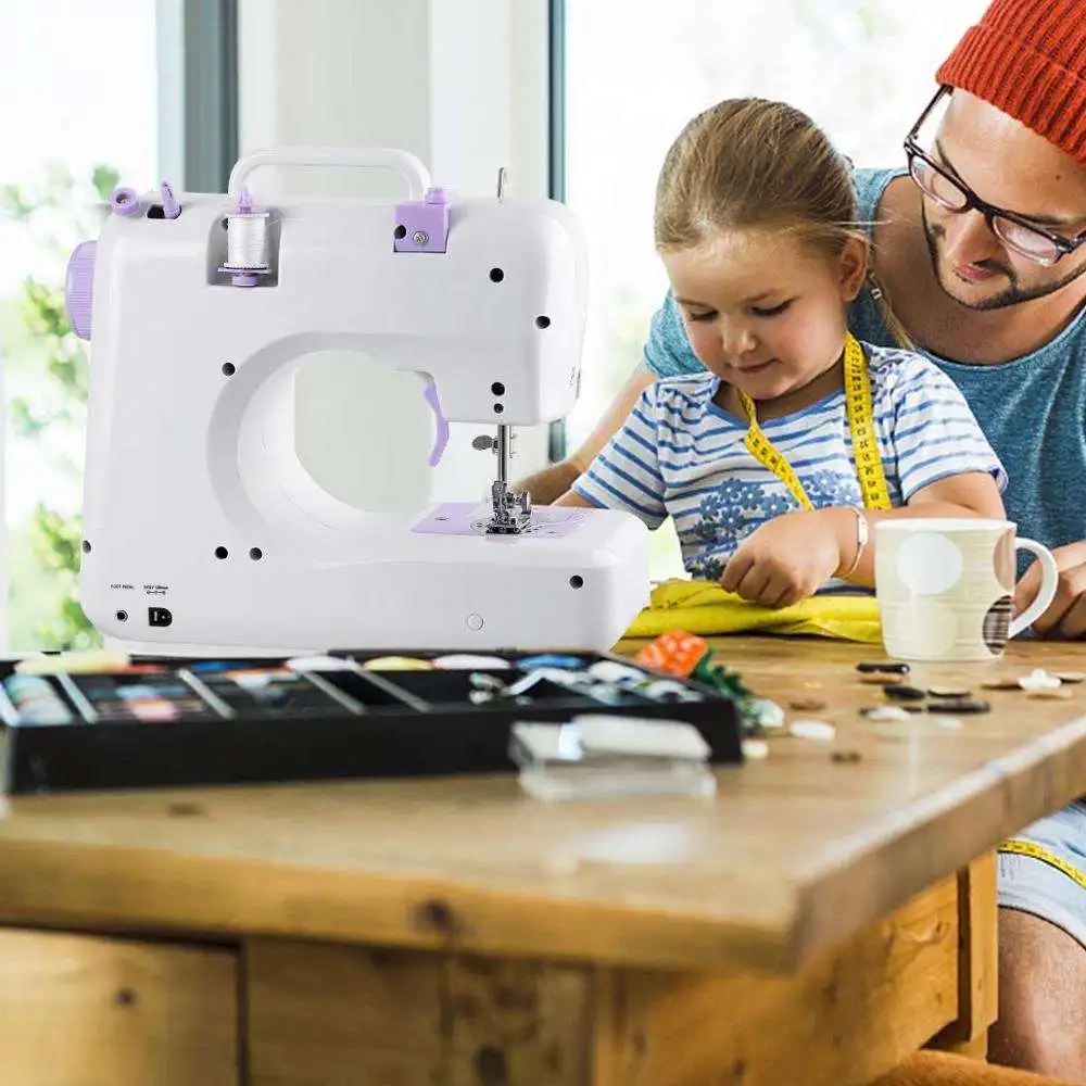 505A Sewing with table  machine  Hot Mini sewing machines Electronic Metallic Feel 12 Stitches Household Sewing Machine