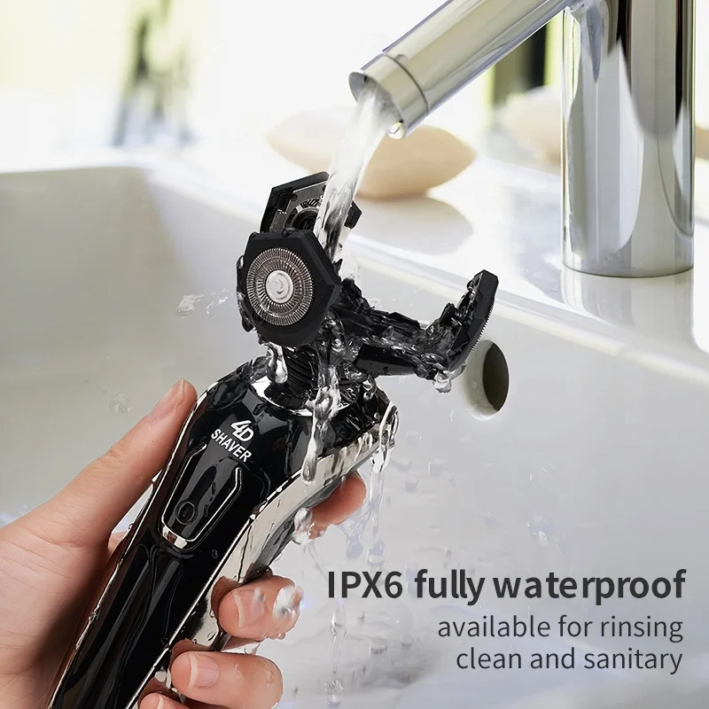 YINUO USB Charging Rechargeable Electric Shaver Waterproof Cordless Triple Blade Shavers for Men