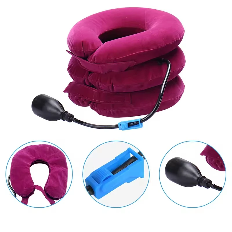 Soft U Shape Cervical Spine Brace Neck Shoulder Pain Relax Massager Inflatable Traction Massage Adjustable Neck Stretcher Pillow