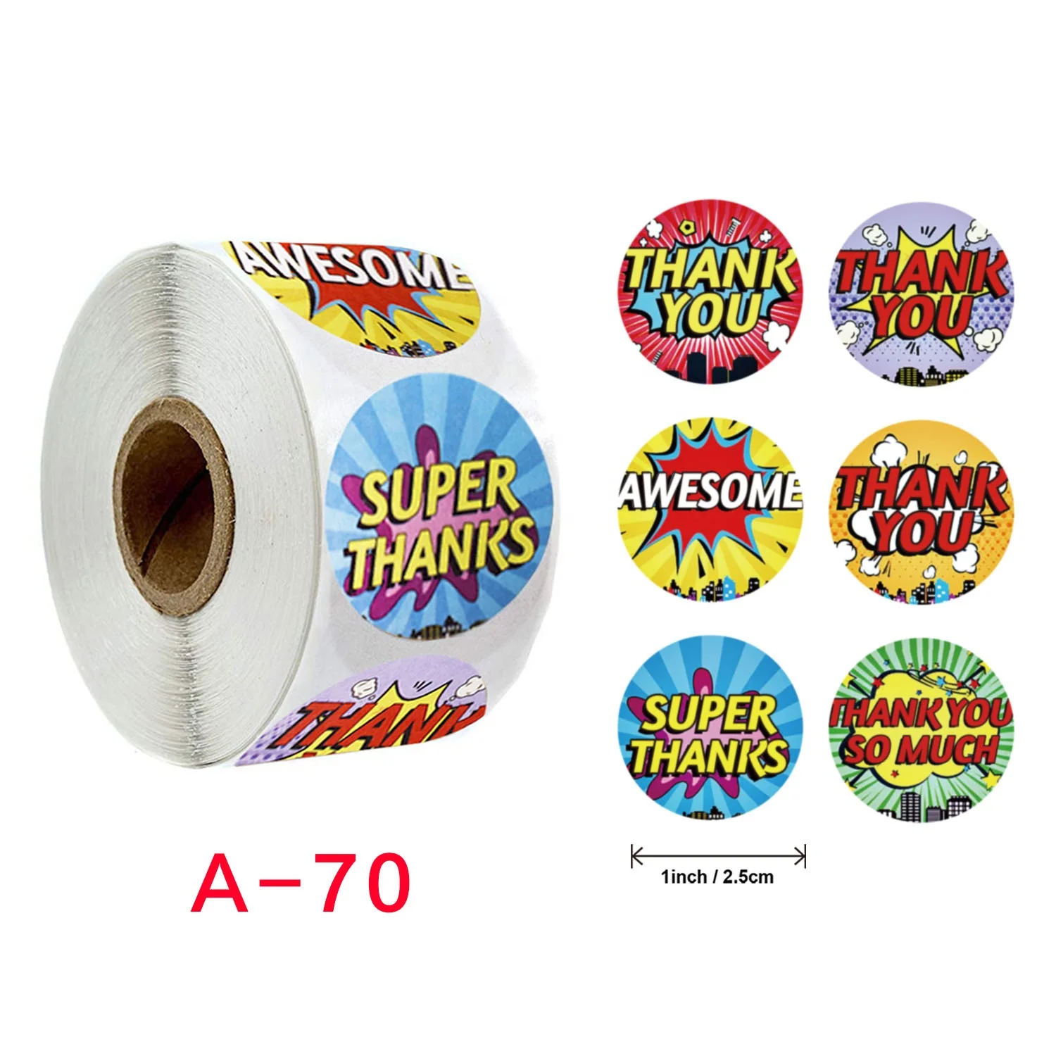 
1Inch 500pcs Custom Adhesive Label For Gift Thanksgiving Day Thank You Stickers 