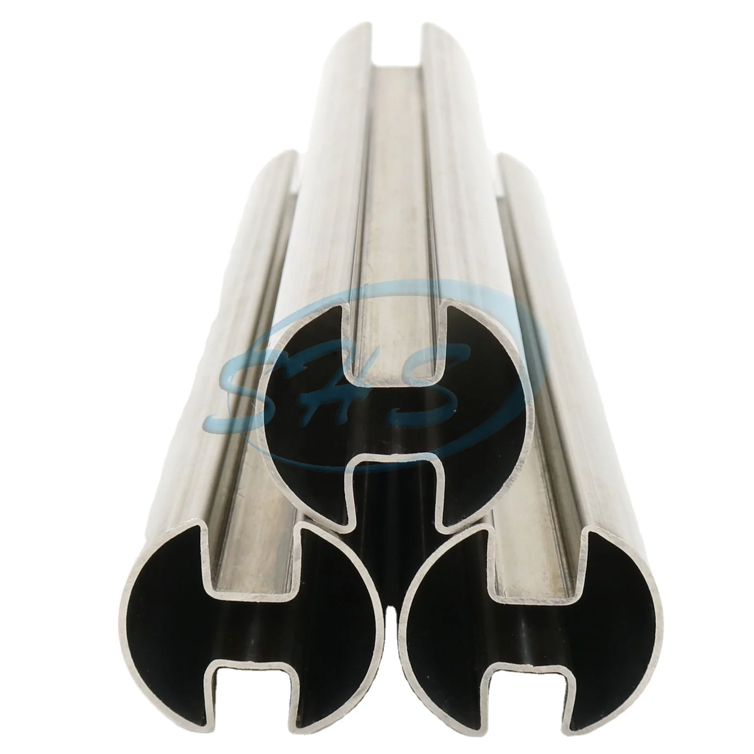 Inox round slot metal pipe AISI 316L 304 OD 42.4mm 90 or 180 degree double grooved stainless steel tube with mirror surface