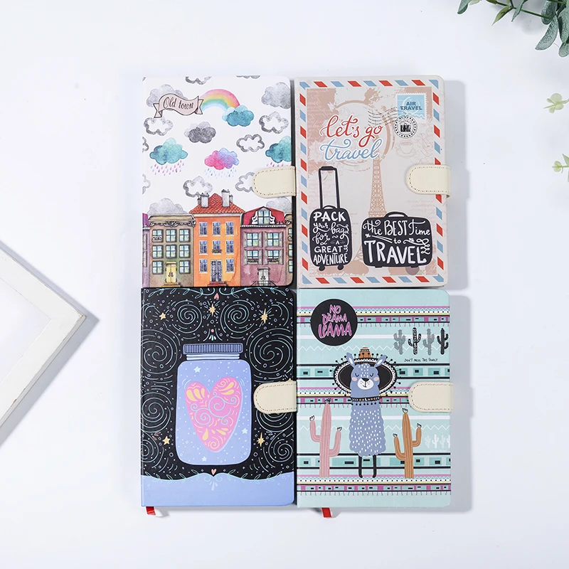 
PU Leather Cover 2021 Fashion Design Diary Notebook Leatherette Journal Magnetic Buckle Closure Planner 