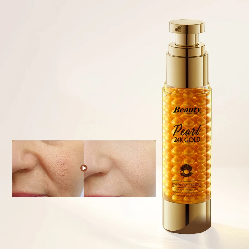 lotion pump bottle Brightening 24k gold pearl skin lightening collagen moisturizing cream for face oem firming face cream
