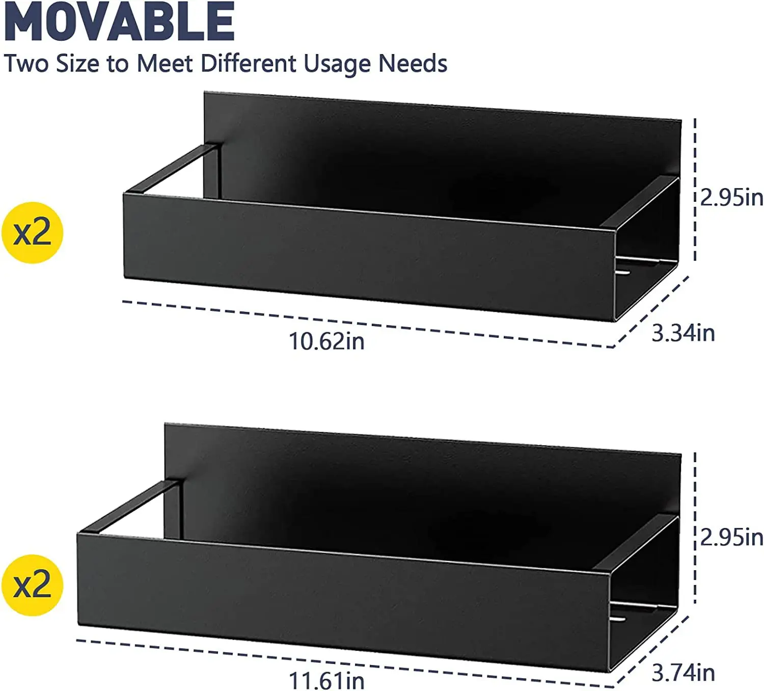 Drill Free Strong Magnetic Storage Organizer Shelf 4 Pack Moveable Fridge Magnetic Spice Rack for Refrigerator