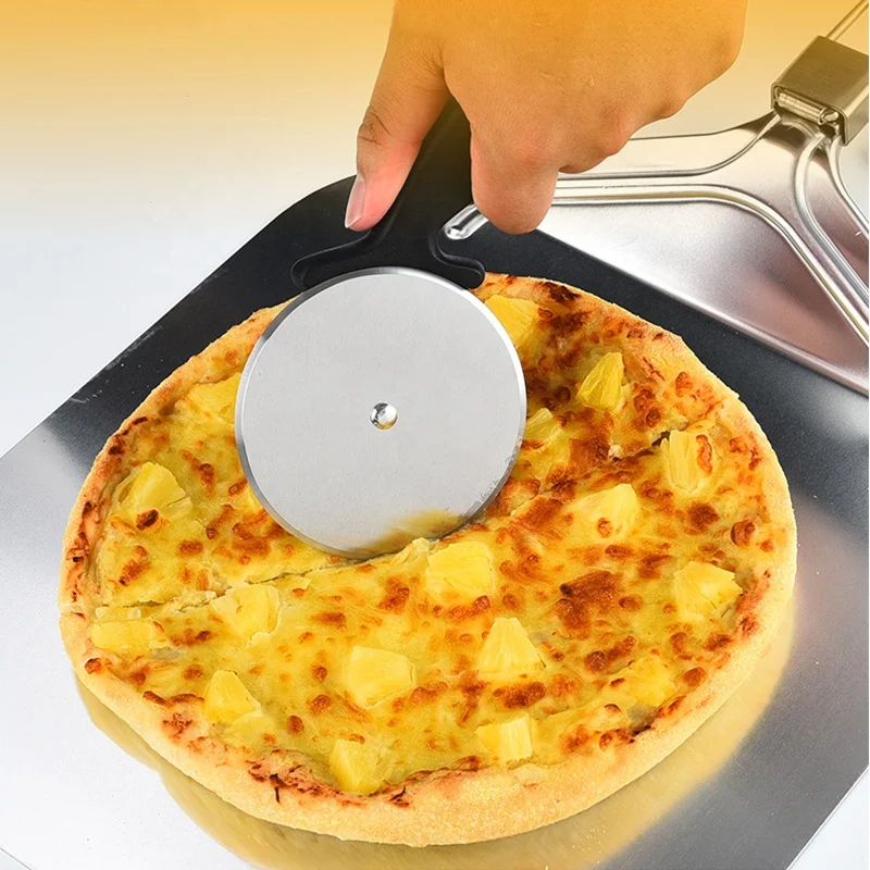 Ready to ship 2pk pizza tools set aluminum foldable turning pizza paddle peel  with soft touch foldable handle and pizza cutter