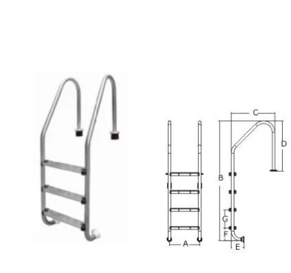 High Grade Polishing Stainless Steel Ladder OEM Logo Above Ground Swimming Pool Ladder