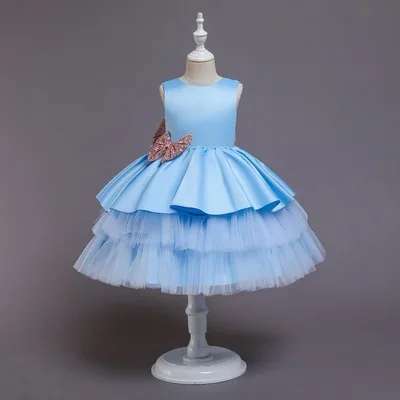 QZ243 Amazon Europe and America baby birthday dress girls puffy princess cake dress toddler girl birthday party dress