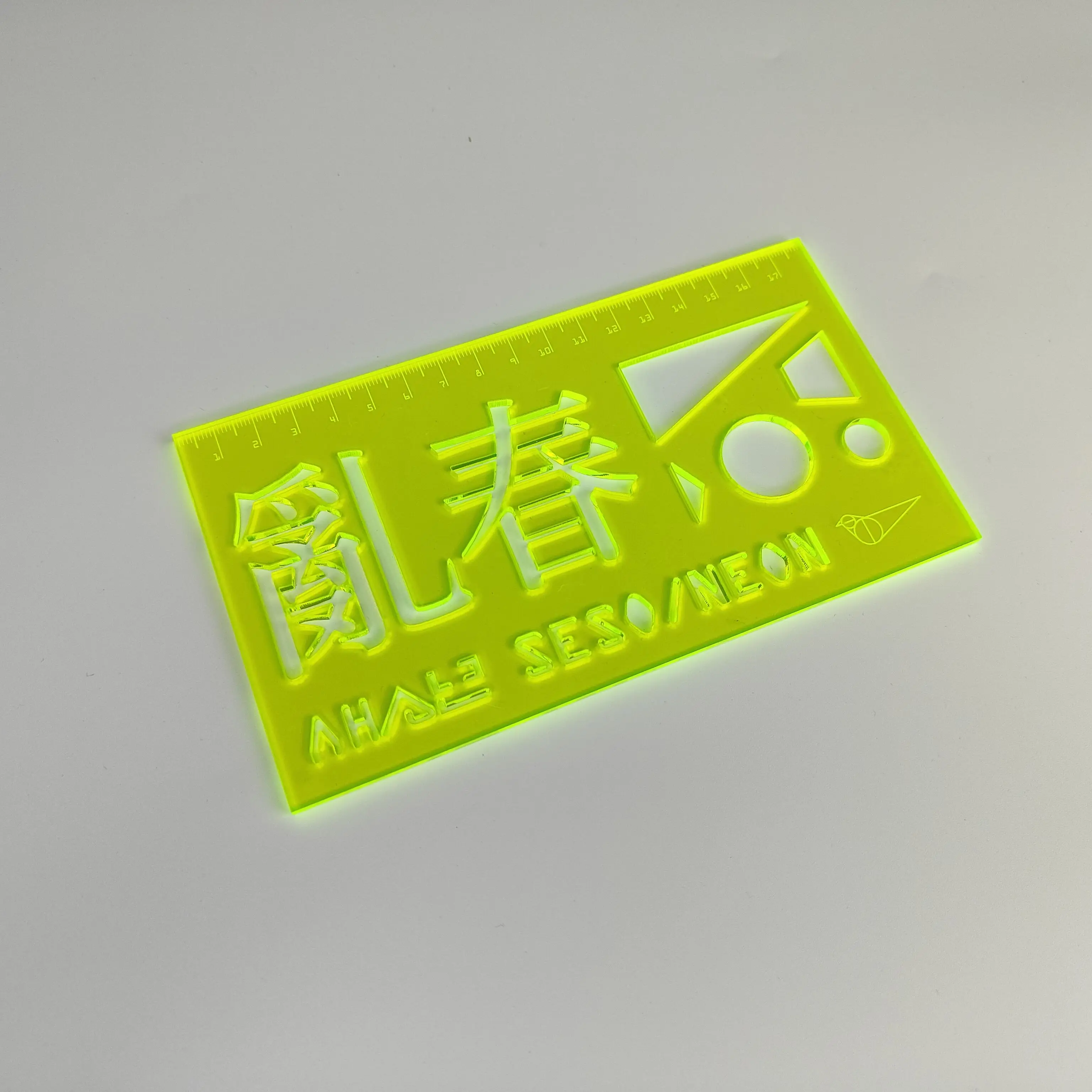 Customized Neon Green Acrylic Scale Rulers with Rectangular Hollow Pattern