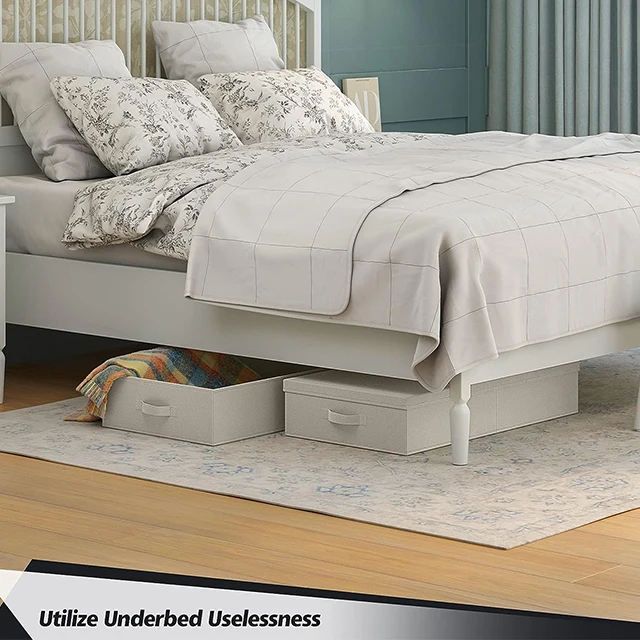 Foldable Under Bed Bags Large Under Bed Storage Boxes Thick Breathable Underbed Clothes Storage Bags Zippered Organizer