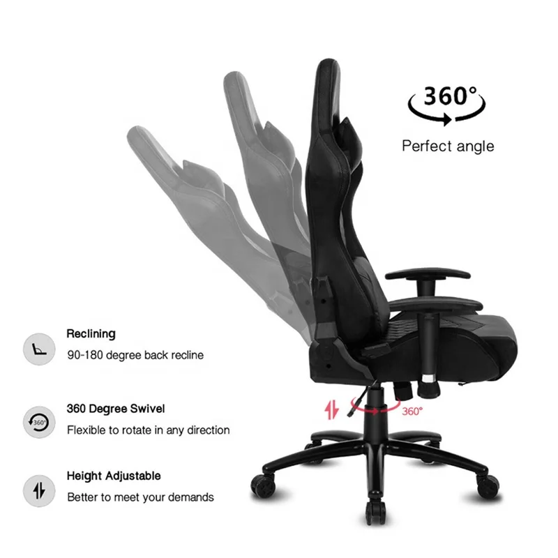 
Wholesale Executive 360 degree Swivel Custom PU Leather 2D Armrest Computer LED Gaming Chair RGB 