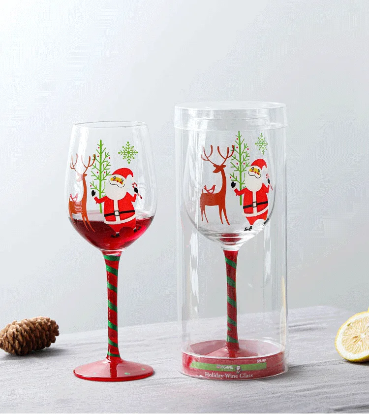 christmas goblet red wine glasses hand painted glass wine cup crystal luxury custom wine glass