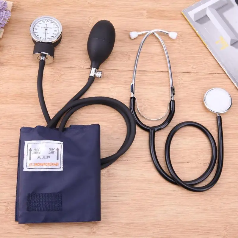 New Manual Upper Arm Sphygmomanometer Blood Pressure Gauge Stethoscope Monitor Device Health Monitors Stethoscope For Doctor