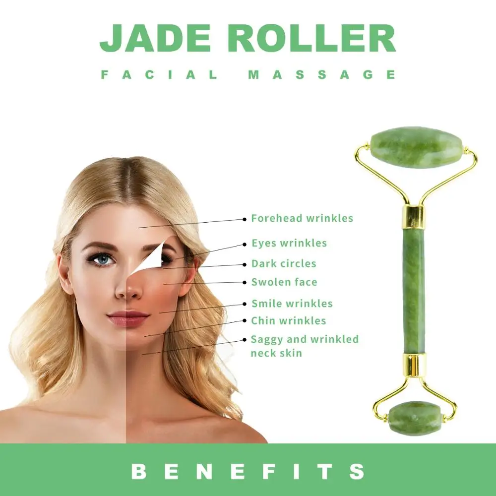 Amazon Hot-selling Dark Green Jade Roller Jade Facial Roller Massager Roller Jade for Face