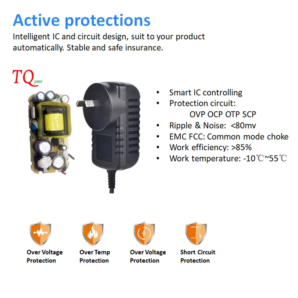 12.6v 1.5a ac dc power supply EU US UK AU plug adapter with UL CE CB FCC RoHS TUV RCM certificate