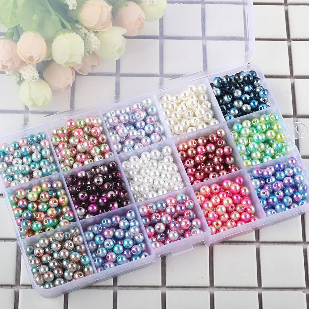 2024 New design Colorful 6/8/10mm plastic bead manufacturing Choose Colors plastic beads wholesale plastic pearl beads