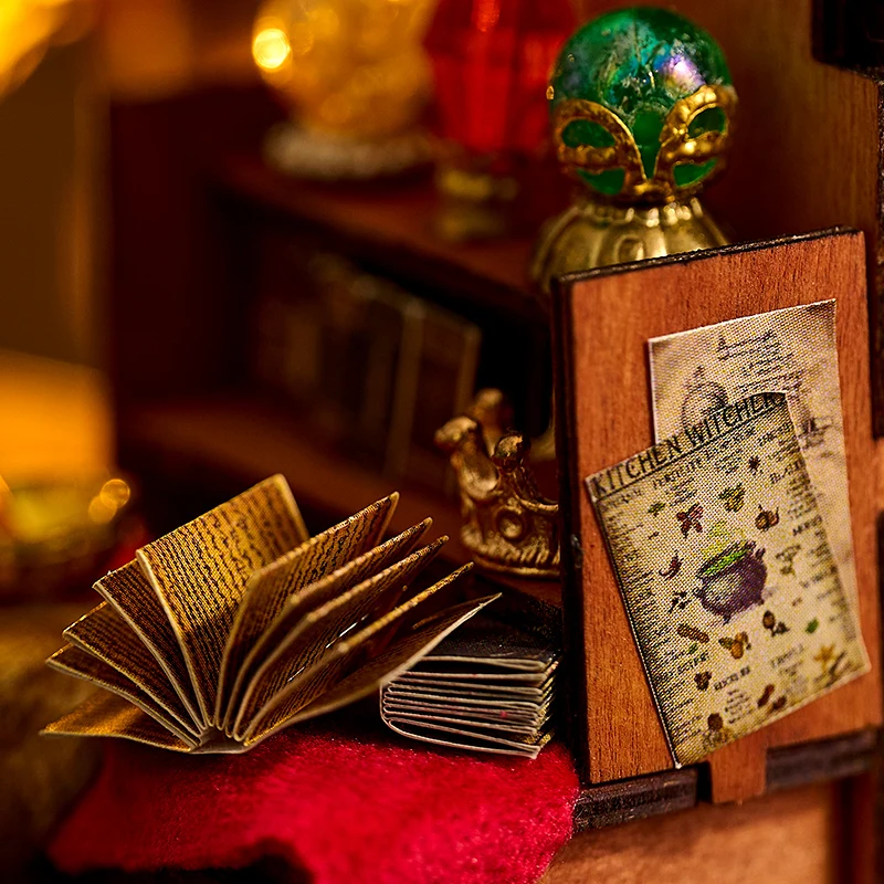 IIECREATE 3D Wooden Puzzle With Led Light And Dust Cover K-077 Morming Dew Magic Glaze DIY Handmade Miniature House