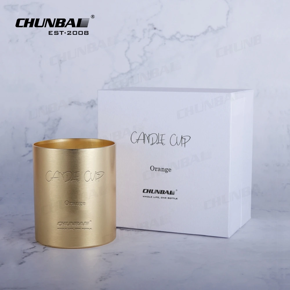 10 Oz Luxurious Elegant Steel Custom Empty Logo Copper Gold Metallic Status Tin Can Holders Lanterns Metal Candle Jars With Lid