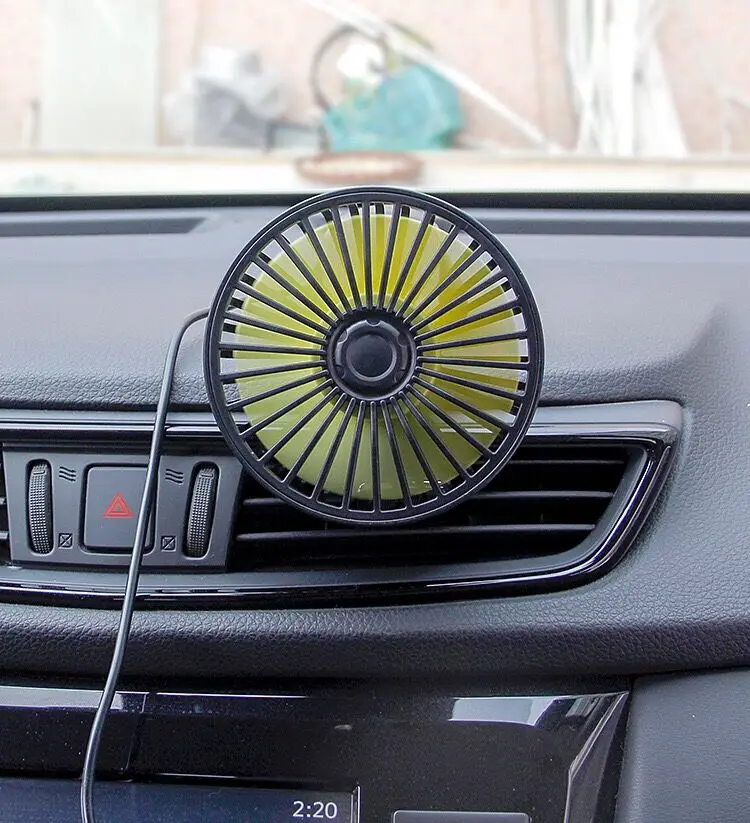 
USB Car Cooling Fan Low Noise Summer Air Conditioner 360 Degree Rotating 3 Levels Adjustable Auto Mini Cooling Fan 