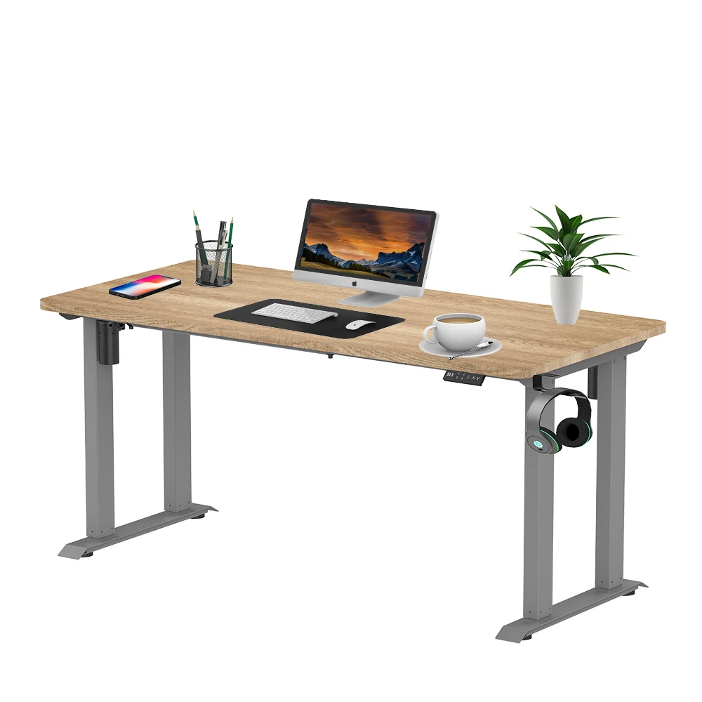 Electric Sit Stand Desk Frame Workstation Single Motor Ergonomic Standing Height Adjustable Base Computer Desk With 4 Legs